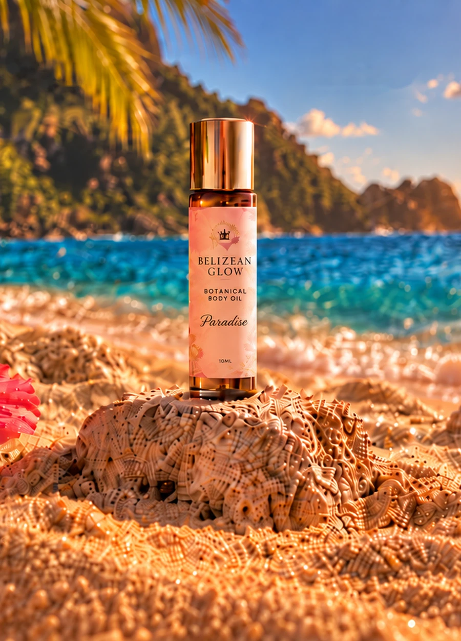 Paradise bottle and tropical scenery